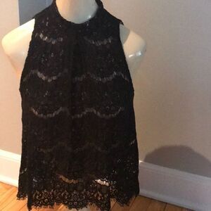 love, FIRE black lace lined tank, small